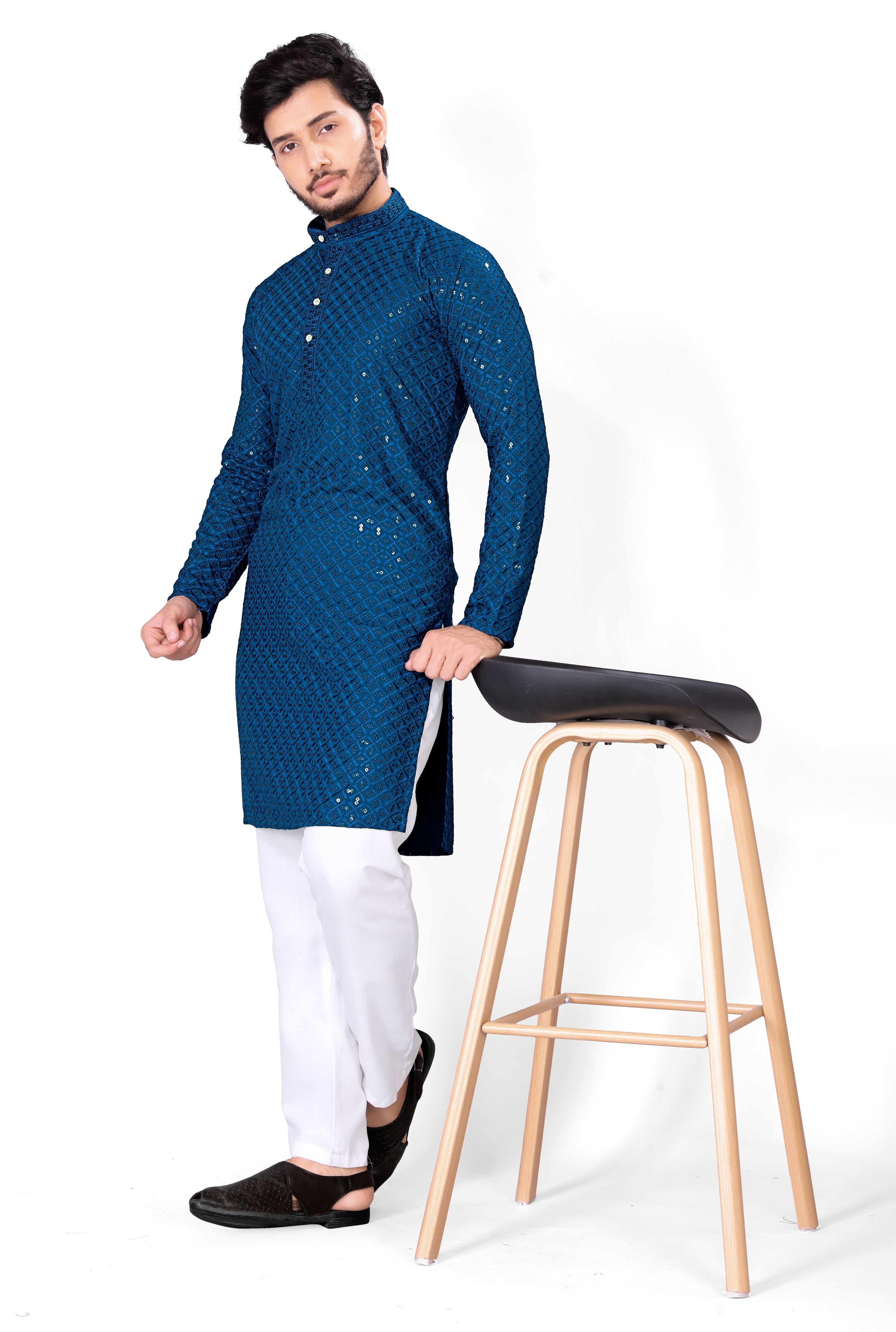 stylekurta Embroidered Viscose Rayon Straight Kurta for Men-picture-18