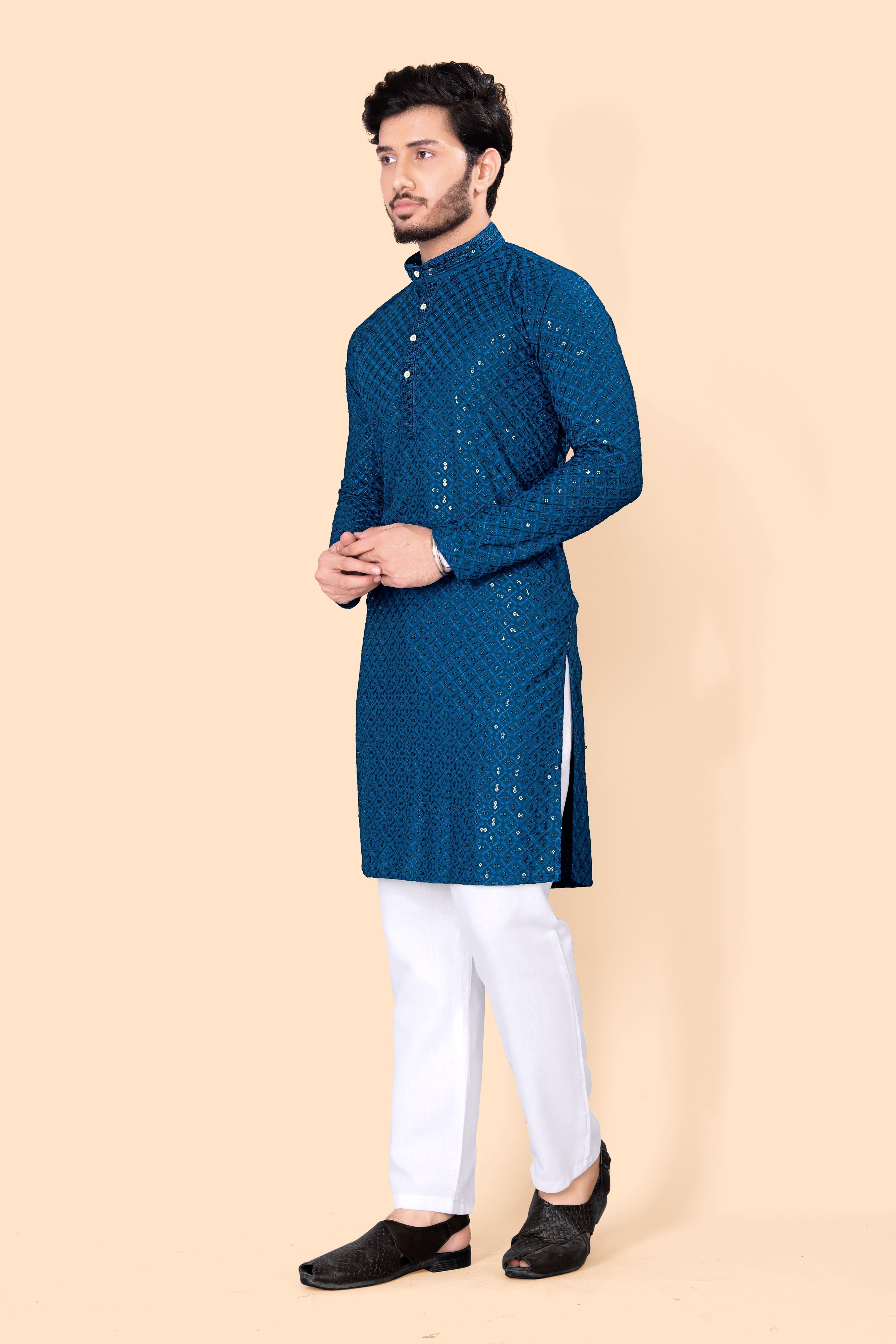 stylekurta Embroidered, Embellished Viscose Rayon Straight Kurta for Men-picture-38