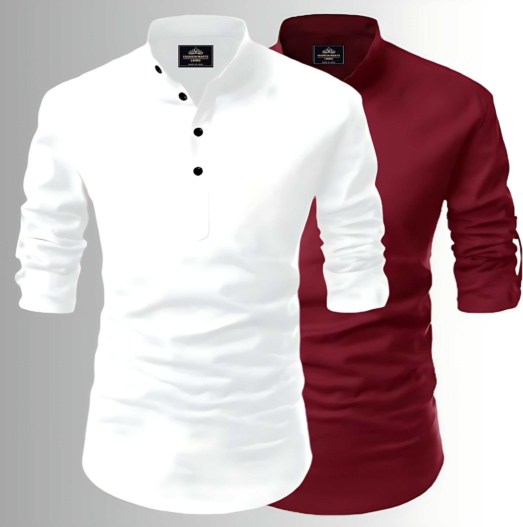 kashibaa Pack of 2 Solid Cotton Blend Straight Kurta for Men-picture-27
