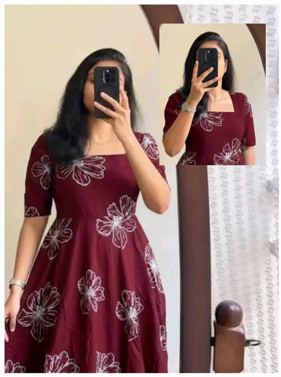 anseetaram Women Fit and Flare Maroon Midi/Calf Length Dress-picture-42