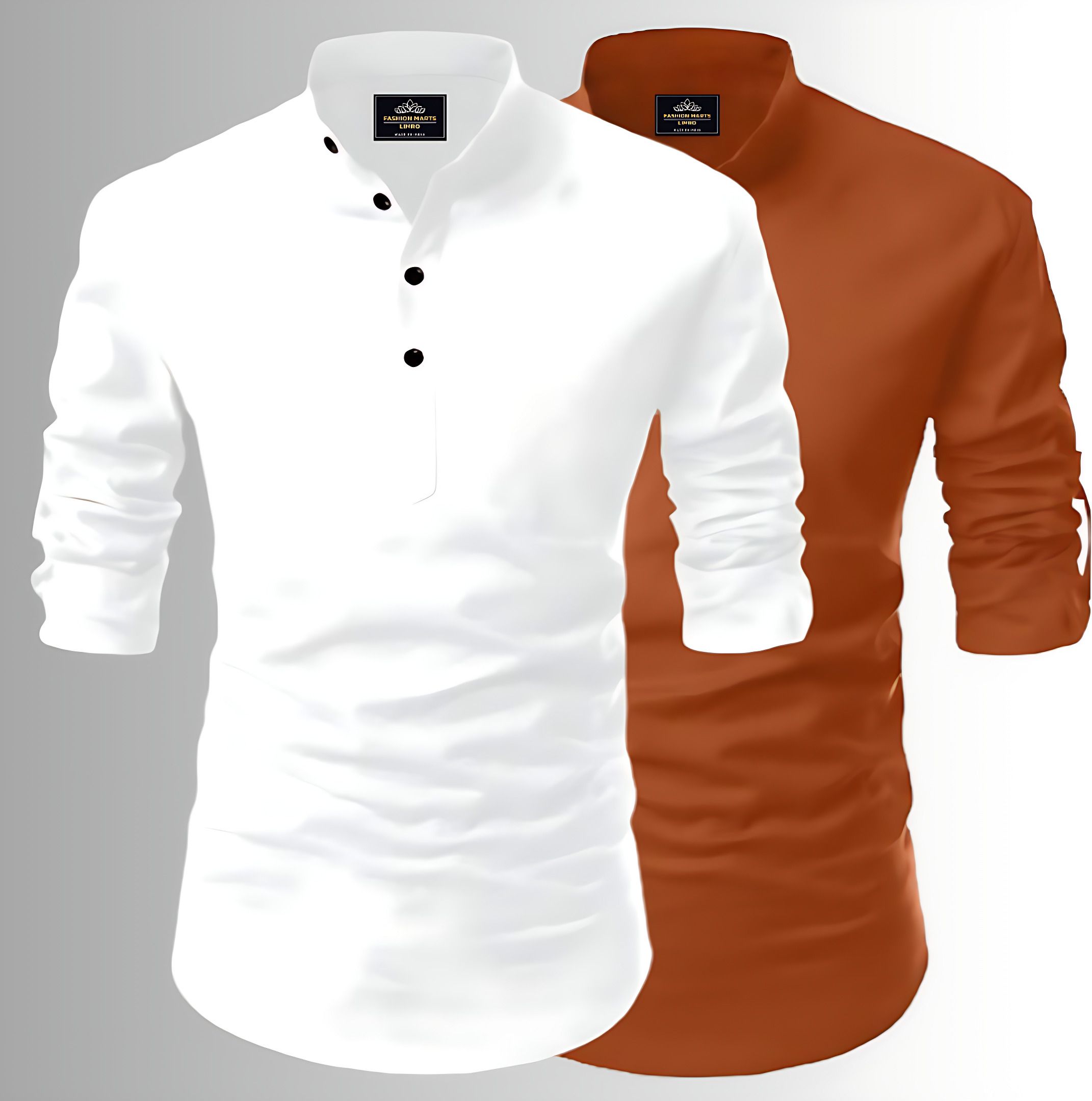 kashibaa Pack of 2 Men Solid Cotton Blend Straight Kurta-picture-28