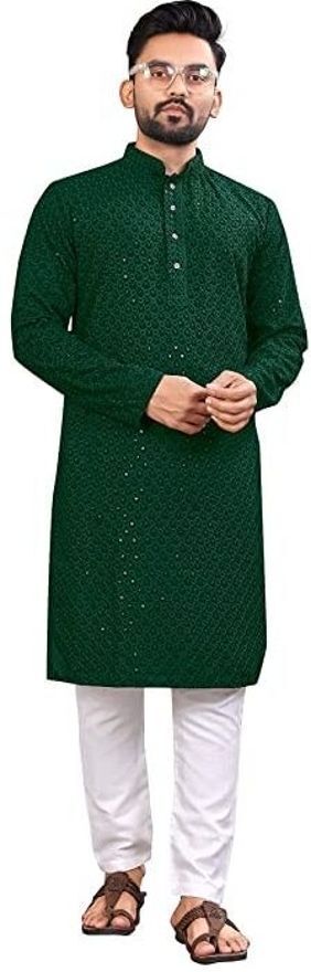 stylevaultt Chikan Embroidery Viscose Rayon Straight Kurta for Men-picture-47