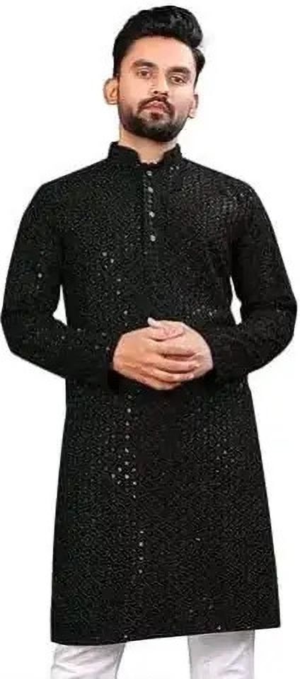 stylekurta Chikan Embroidery Viscose Rayon Straight Kurta for Men-picture-36