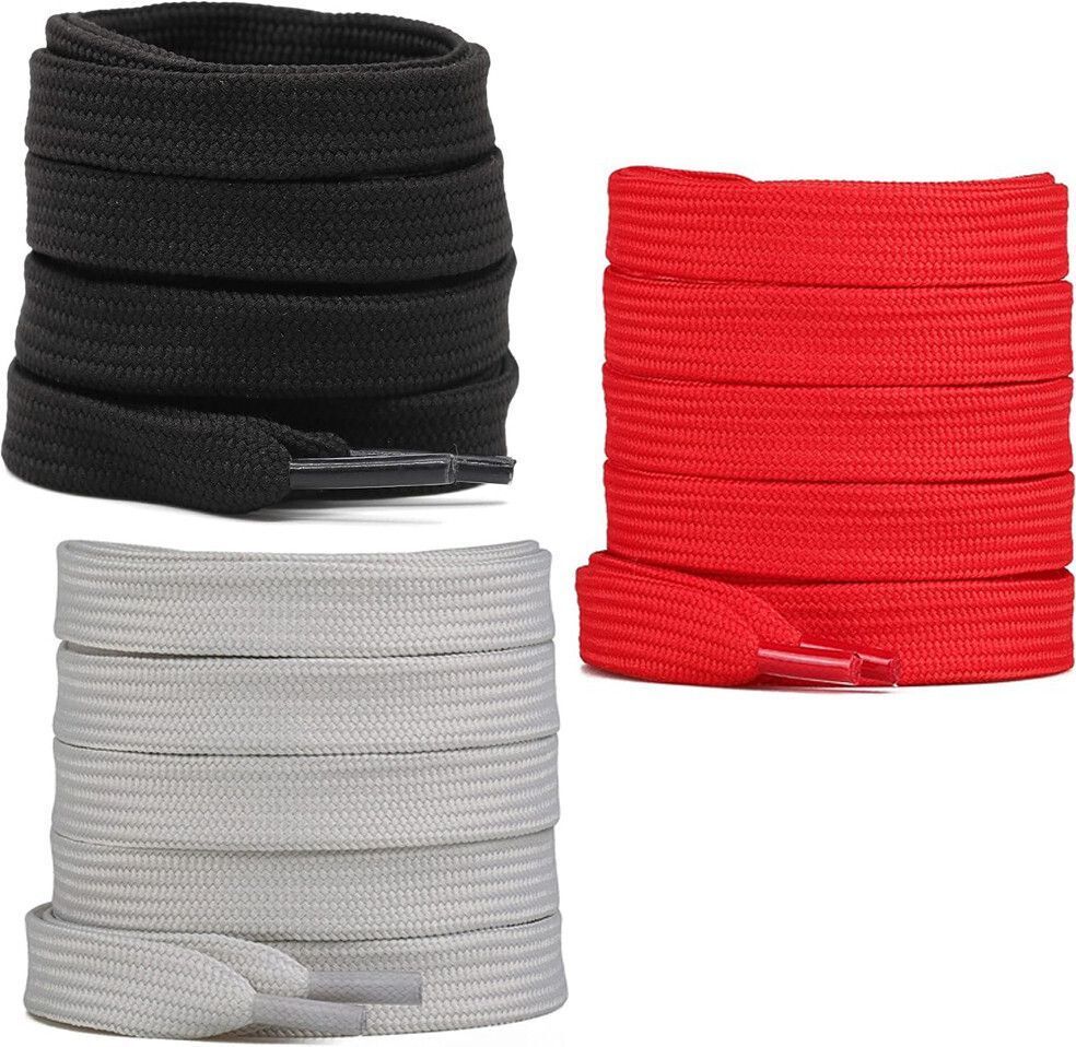 DEVINO shoe laces Flat Hollow Red Black Light Grey 120cm 3pair sneakers canvas Shoe Lace-image-10
