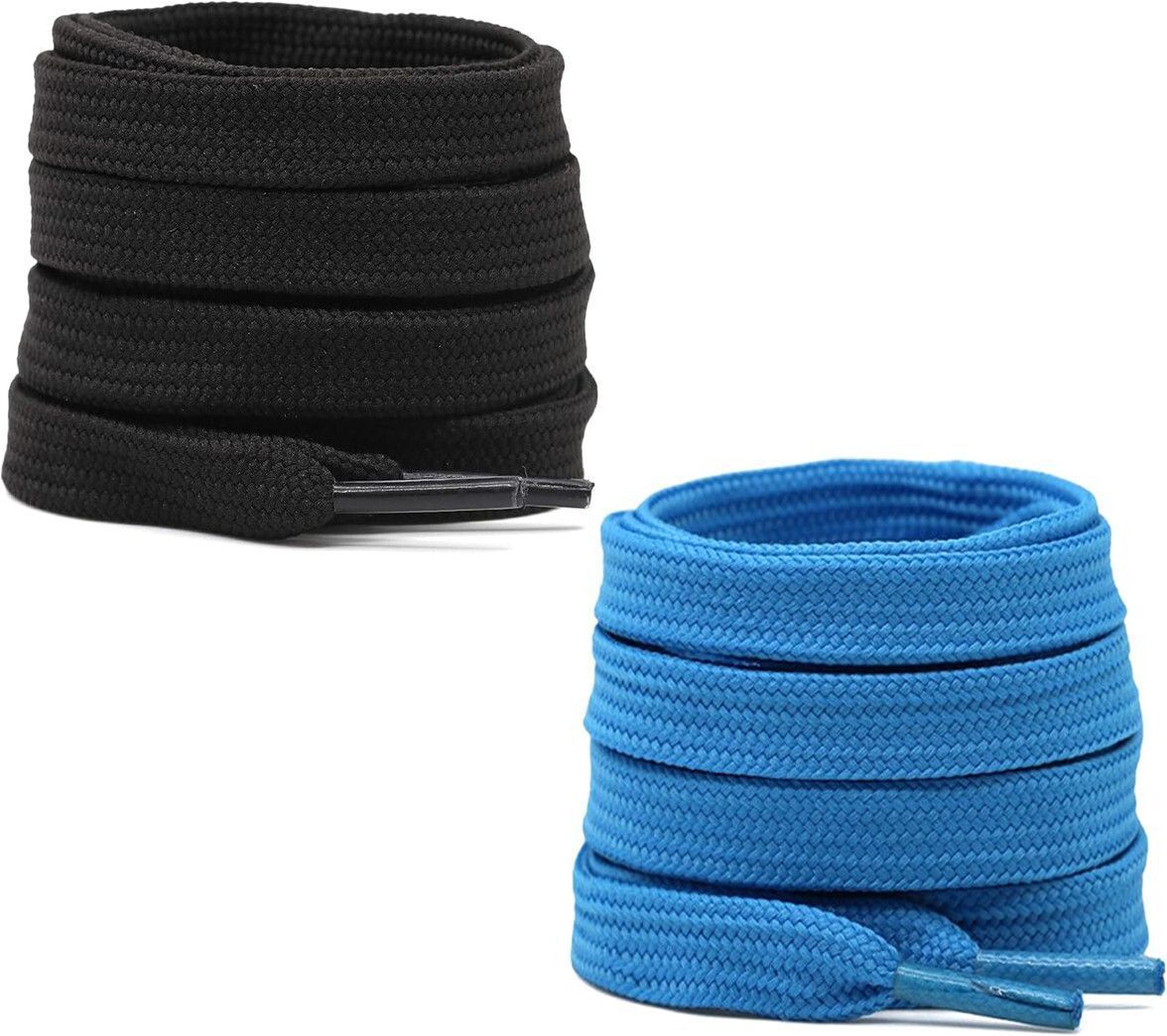 DEVINO Shoe Laces Black Light Blue Flat 120cm shoe laces for canvas sneakers shoes Shoe Lace-image-1