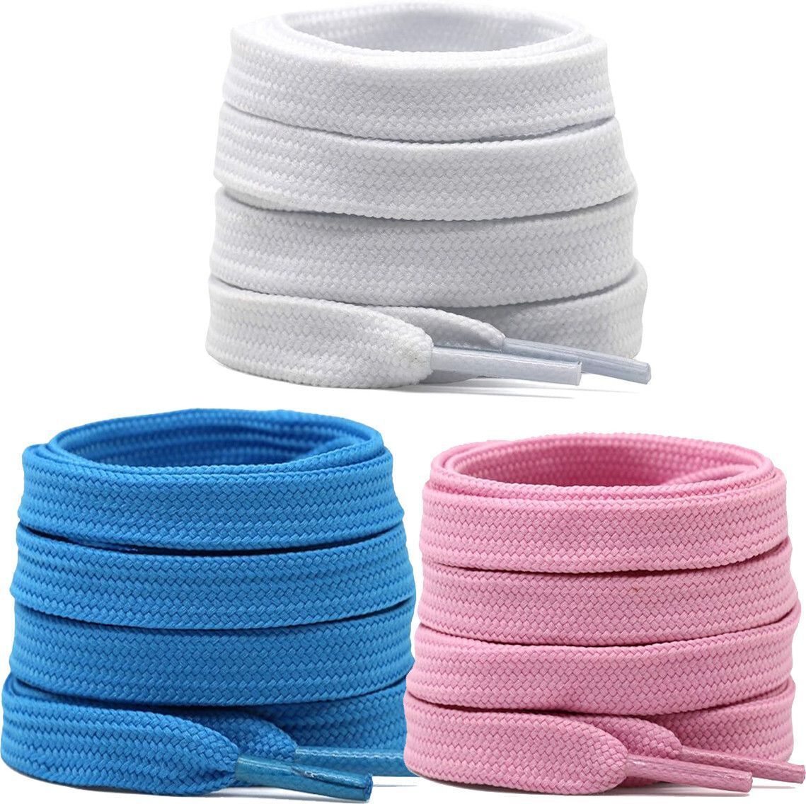 DEVINO Shoe Laces Flat White Blue Pink 150cm shoe lace for Sneakers Canvas shoes Shoe Lace-image-1