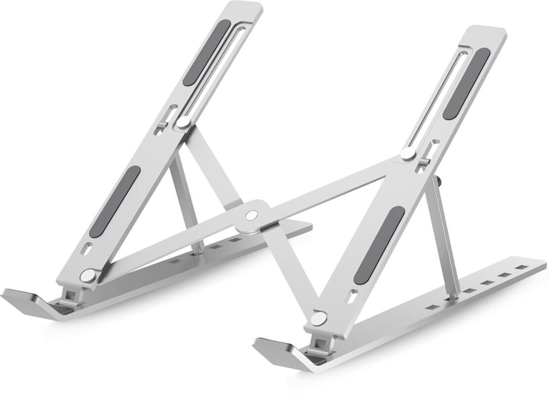 Viktarma Portable Gaming Laptop Stand Compatible Upto 15.6-Inch Laptop, Tablet & Mobile Adjustable Aluminum Ergonomic Foldable Portable Laptop Stand for MacBook Aluminium Laptop Stand with Adjustable Height Compatible with Universal Laptops-image-44
