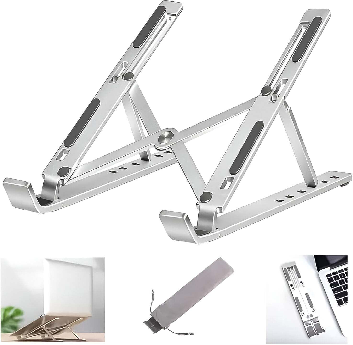 Oblivion Home Foldable Height Adjustable Laptop Stand for Comfortable Viewing" Aluminium Desk Stand Laptop Stand with Adjustable Height Compatible with Universal Laptops-image-41