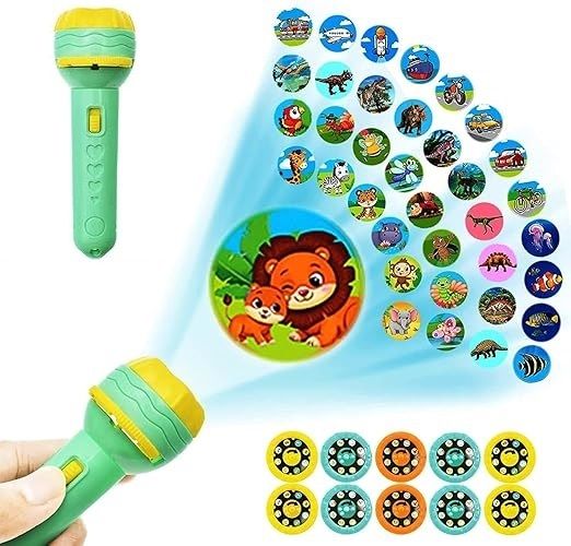 Mini Projector Torch with 6 Slide Toy for Kids Sleeping Story Toys-image-42