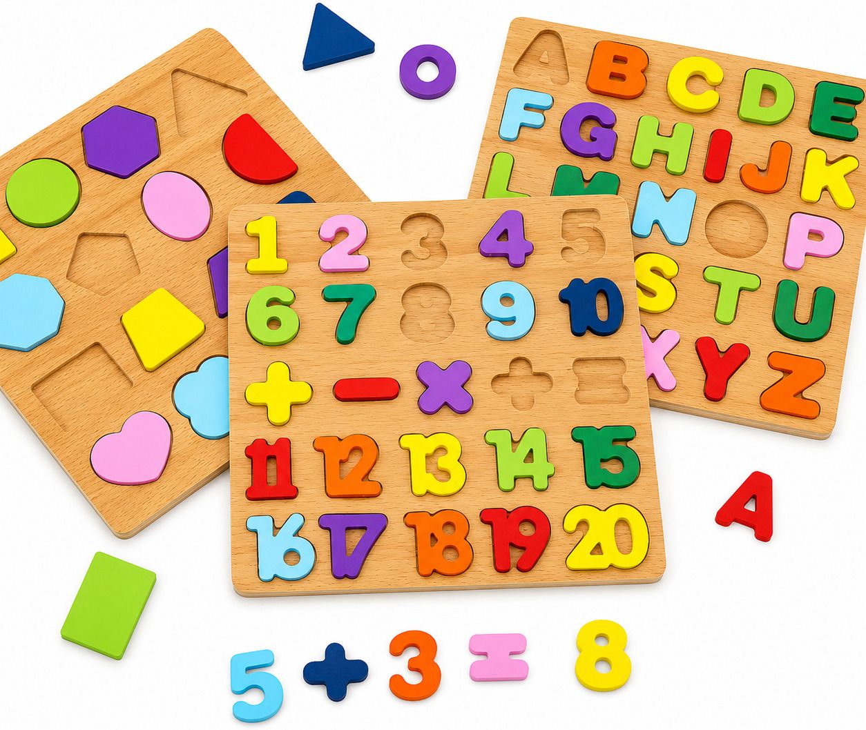 bharattoys 3-in-1 Wooden ABC Number Shape Learning Puzzle for Kids 3+ Years-picture-25