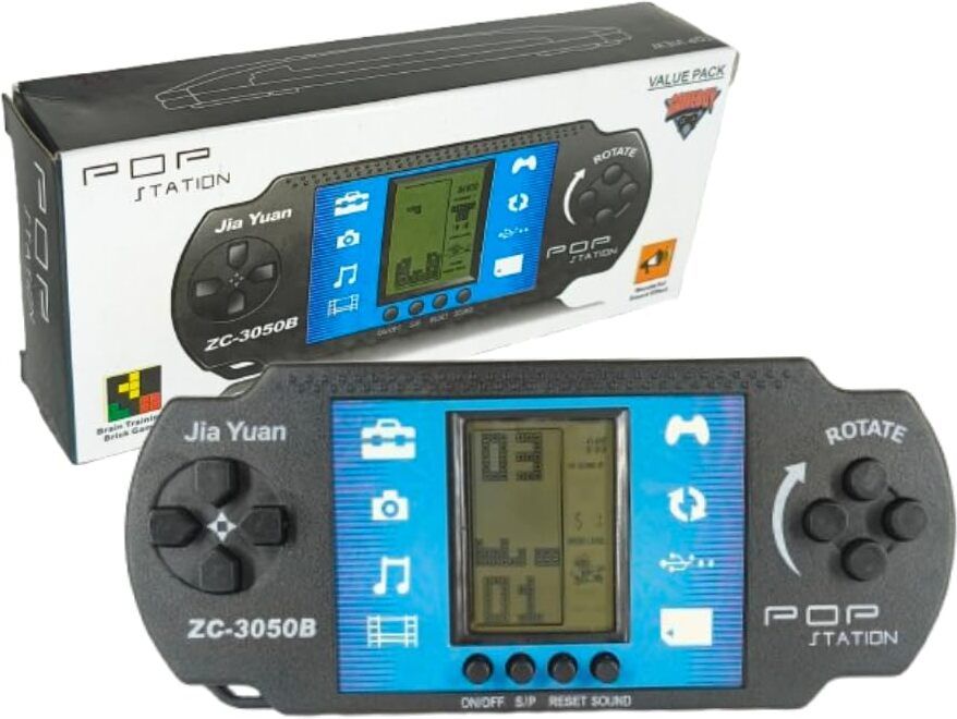 Black Pop Station Handheld Video Game Console | Retro Puzzle, Brick