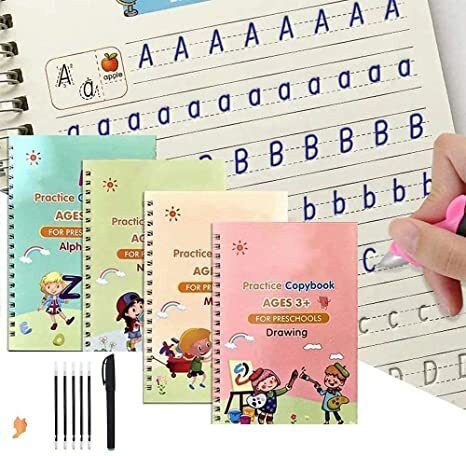 Sank Magic Practice Copybook (4 Book + 5 Refill+ 1 Pen +1 Grip) Tracing Book