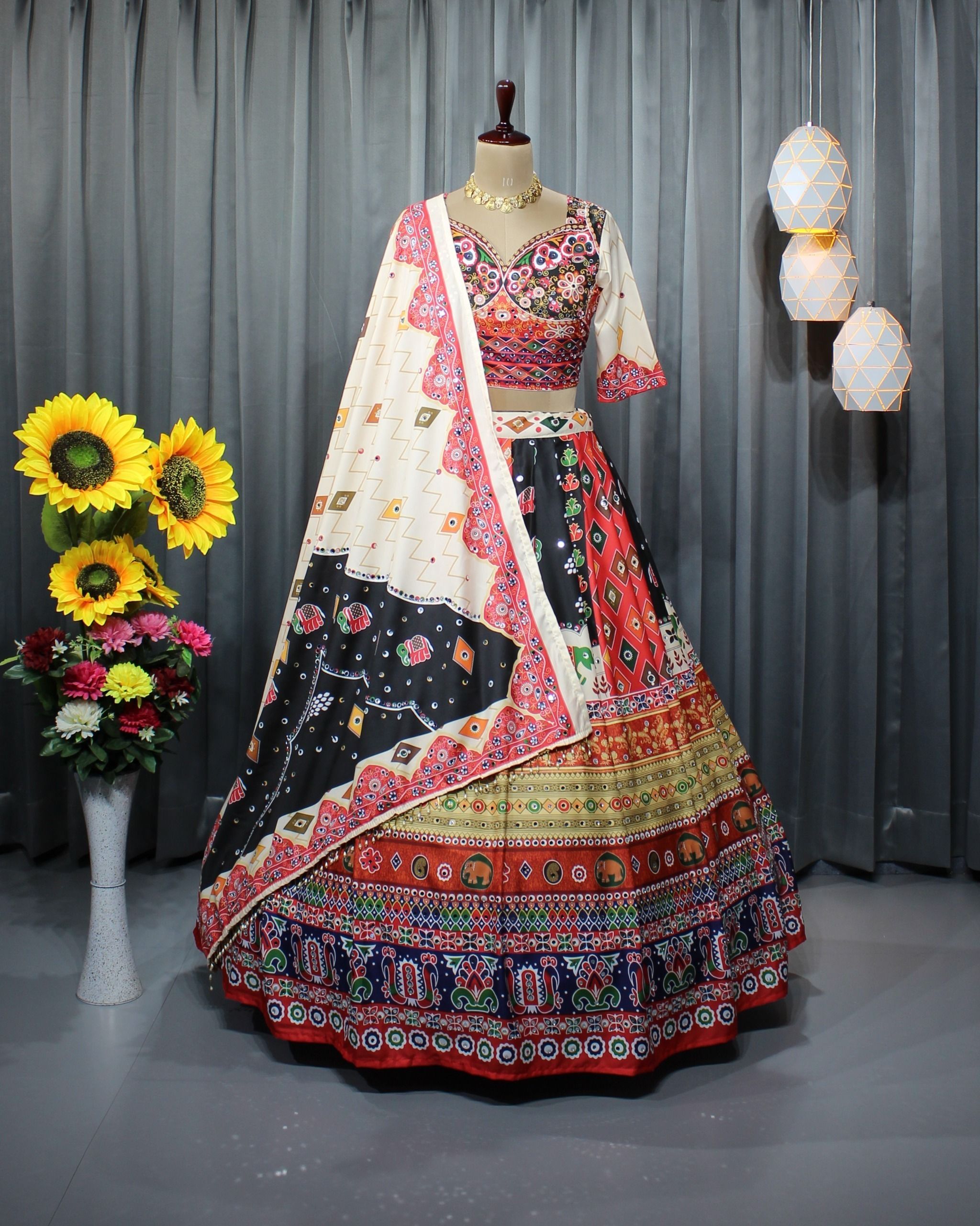 shubh viyan textiles Printed, Digital Print Semi Stitched Lehenga Choli-picture-17