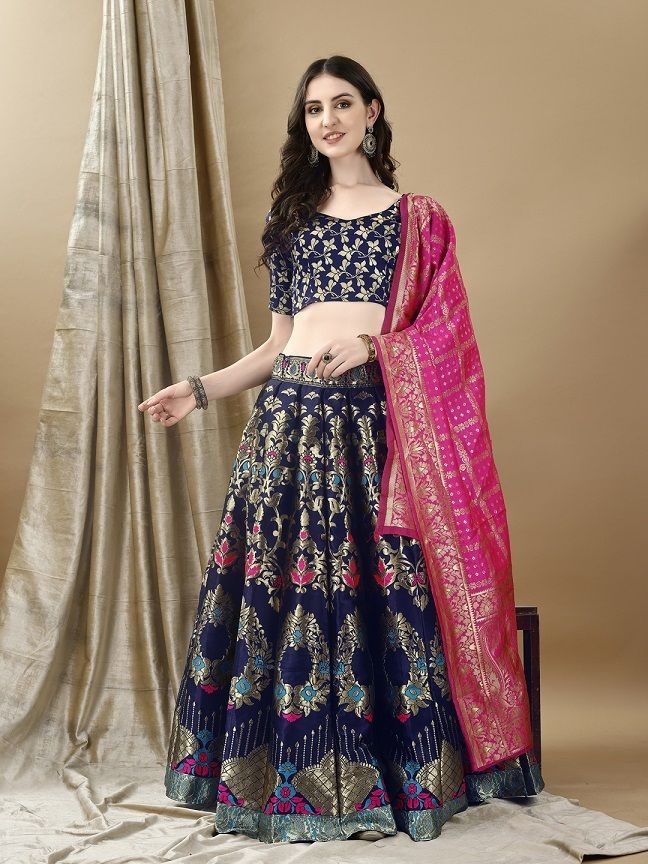 Floral Print Semi Stitched Lehenga Choli-image-33
