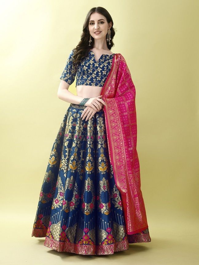 Floral Print Semi Stitched Lehenga Choli-image-32