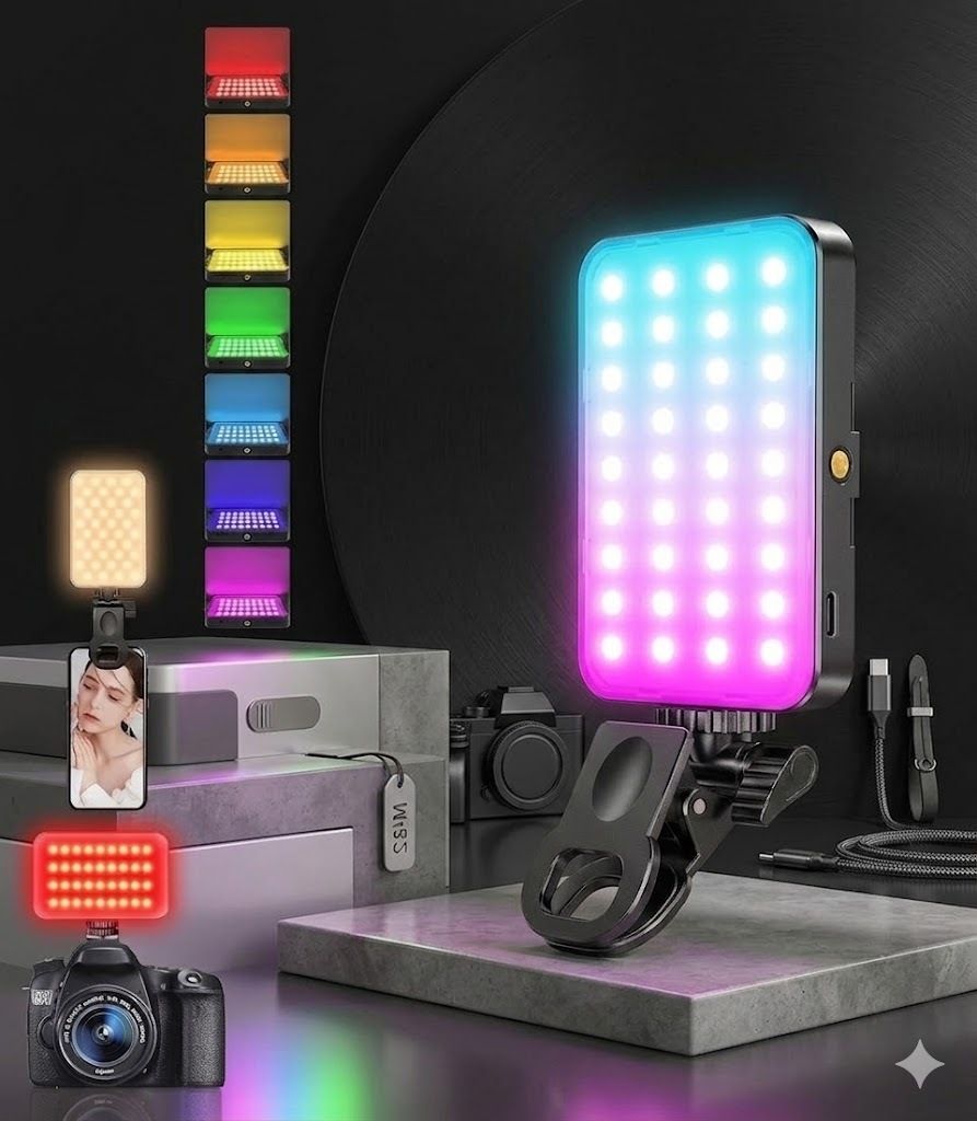 Worricow Mobile RGB Light Laptop Photography Fill Light Mobile Phone Selfie Ring Light Flash-image-48