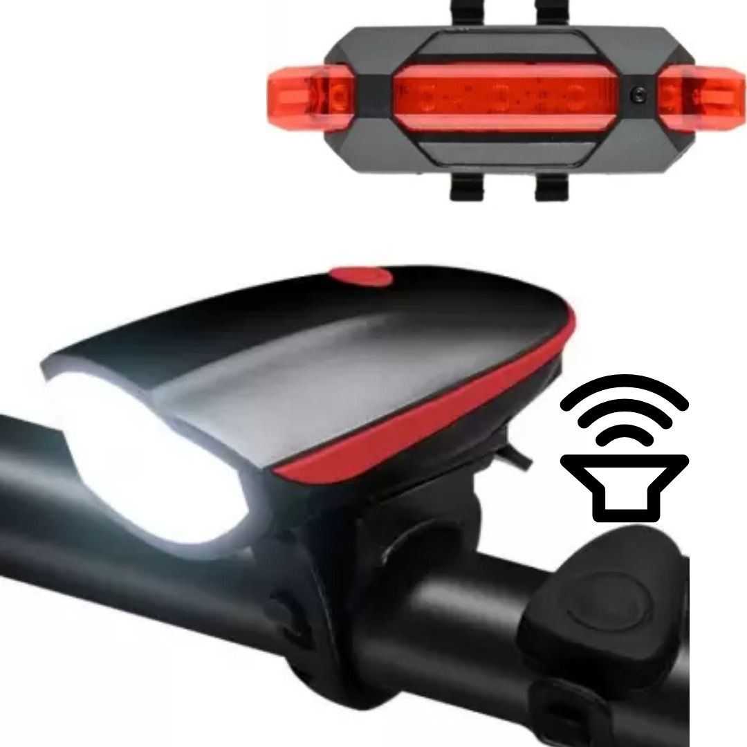 USB Rechargeable Cycle Horn LED Light with USB Rechargeable Cycle LED Taillight LED Front Rear Light Combo