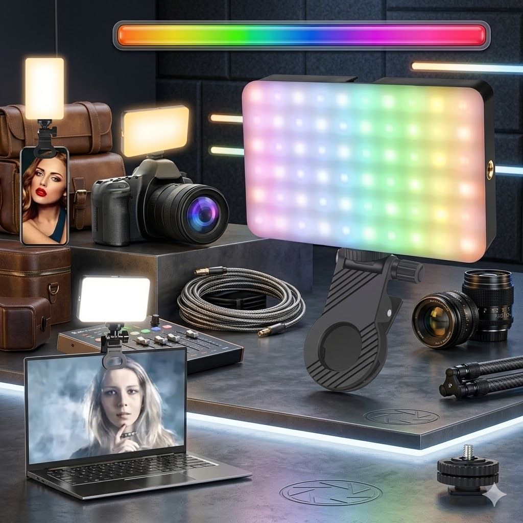 Worricow Newly Selfie Light Mini Video Light Led & Clip Cold Shoe For Camera Phone Video Flash-image-30