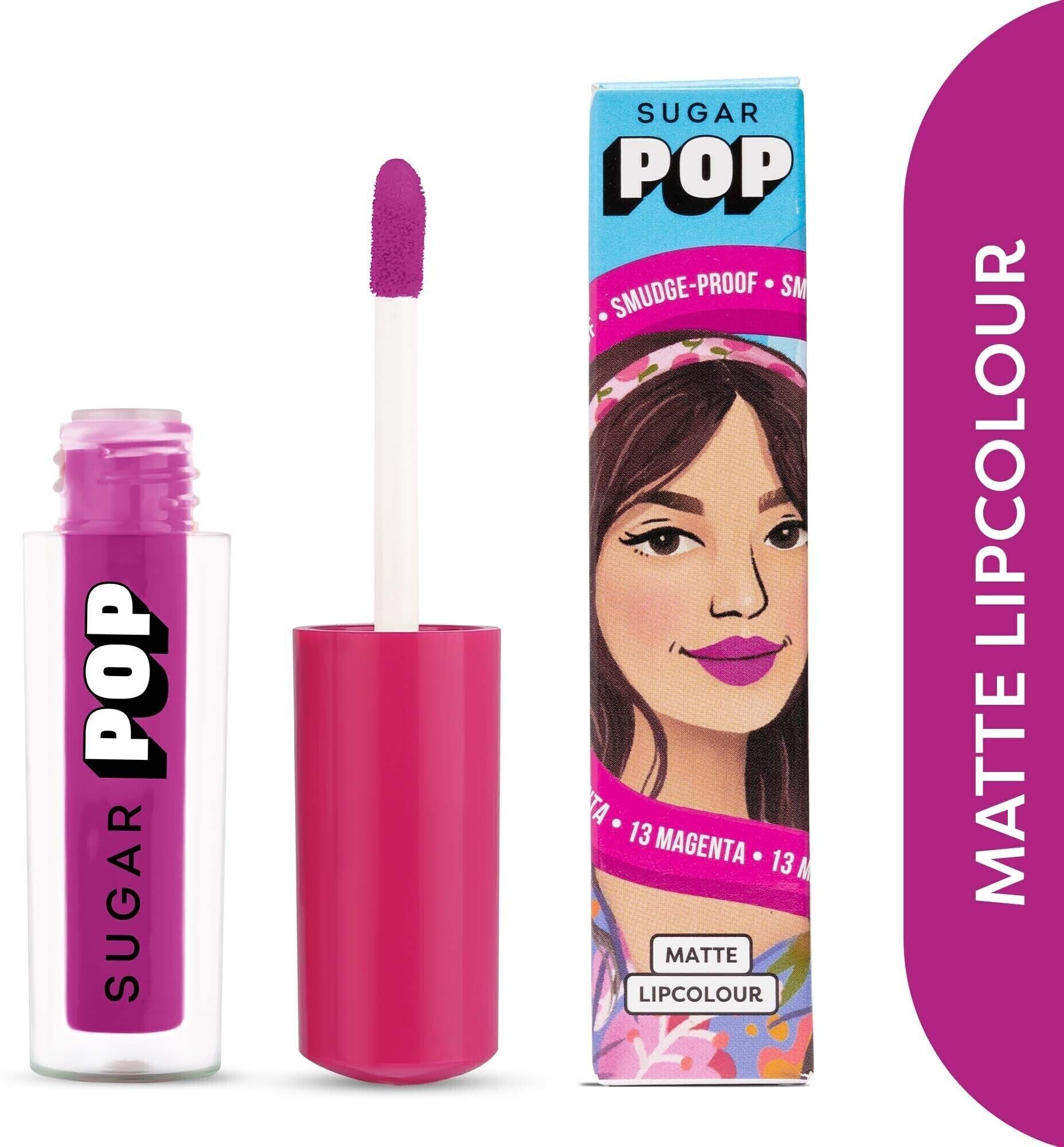 sugar pop Matte Lipcolour 13 Magenta - Super Matte | Lasts 8+ hours | Non-Drying-picture-19