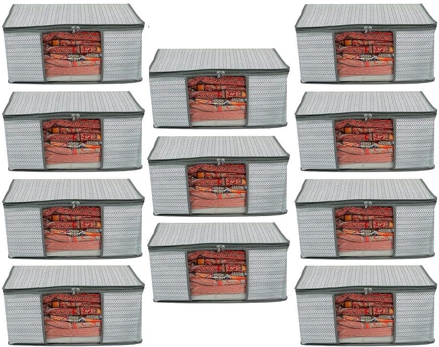 Soflin Non Woven Saree Cover Storage Cover Large / Garment Cove /Storage Bag Pack of 10 Cotton Laundry Bag-picture-19