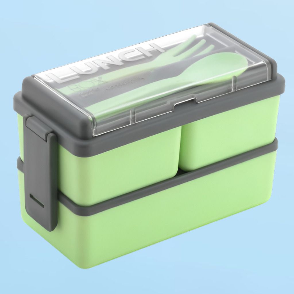 GreenStyle Premium Stackable Lunch Box with Utensil Storage 1 Containers Plastic School Lunch Box-image-3