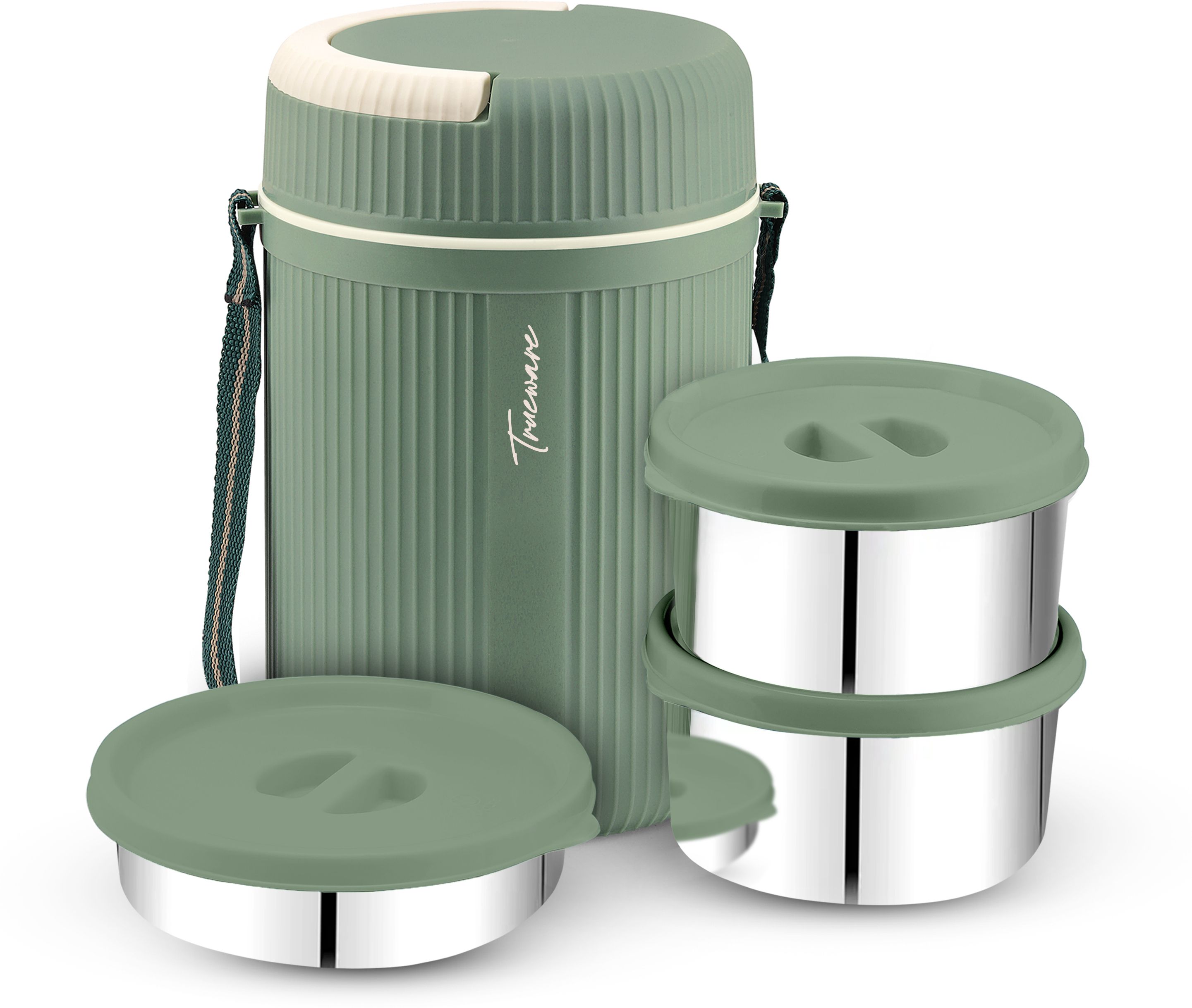 GRUB 2 Insulated Hot Lunch Box With 2 SS Container 300 ML & 1 SS Container 200ML 3 Containers Lunch Box-image-10