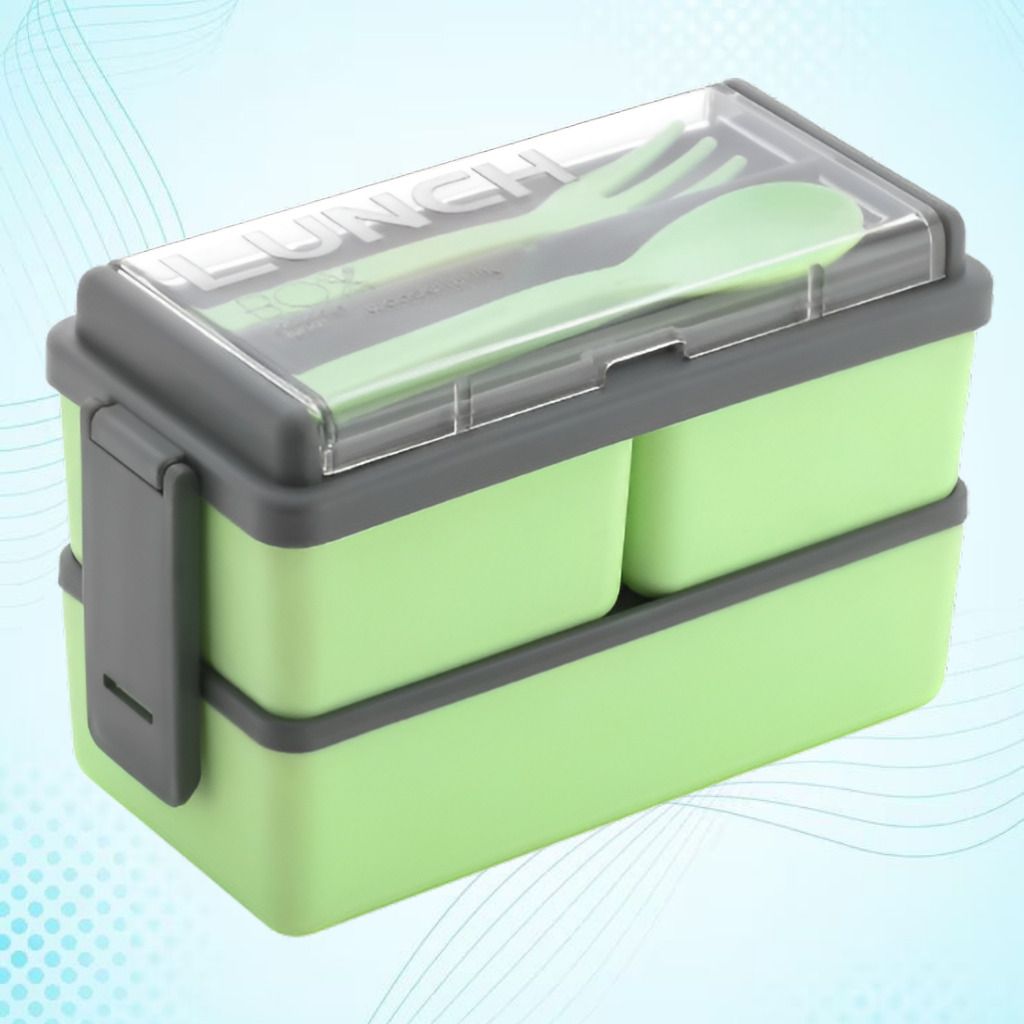 GreenMeal Portable Lunch Container with Twin Food Compartments 1 Containers Plastic School Lunch Box-image-9
