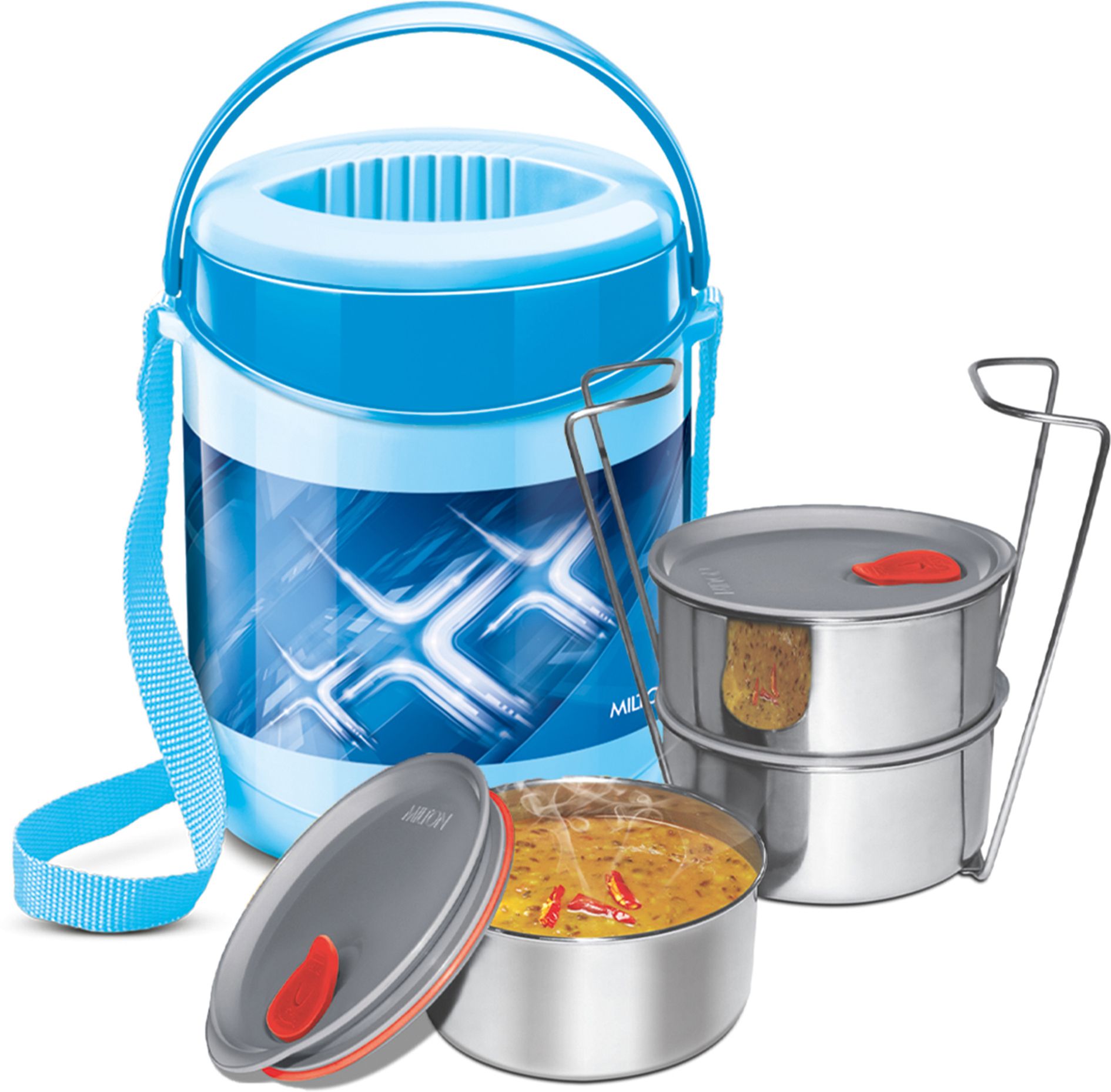 ECONA DELUXE 3 TIFFIN (BLUE) 3 Containers Lunch Box