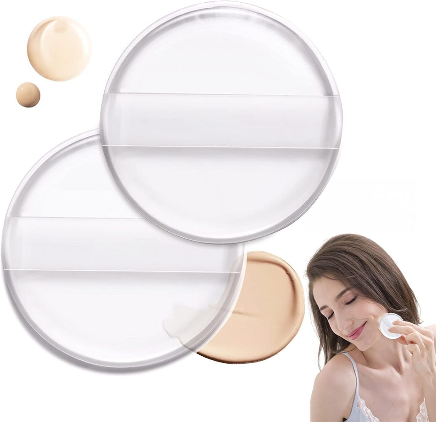 1pc Clear Round Silicone Reusable Powder Puff, Multi Use Makeup Blender Sponge-image-15