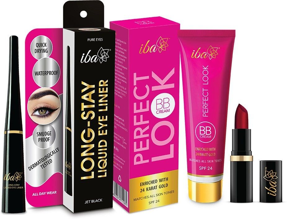 iba Makeup Combo for Women - BB Cream+Long Stay Eyeliner+A65 Ruby Touch Lipstick-picture-20
