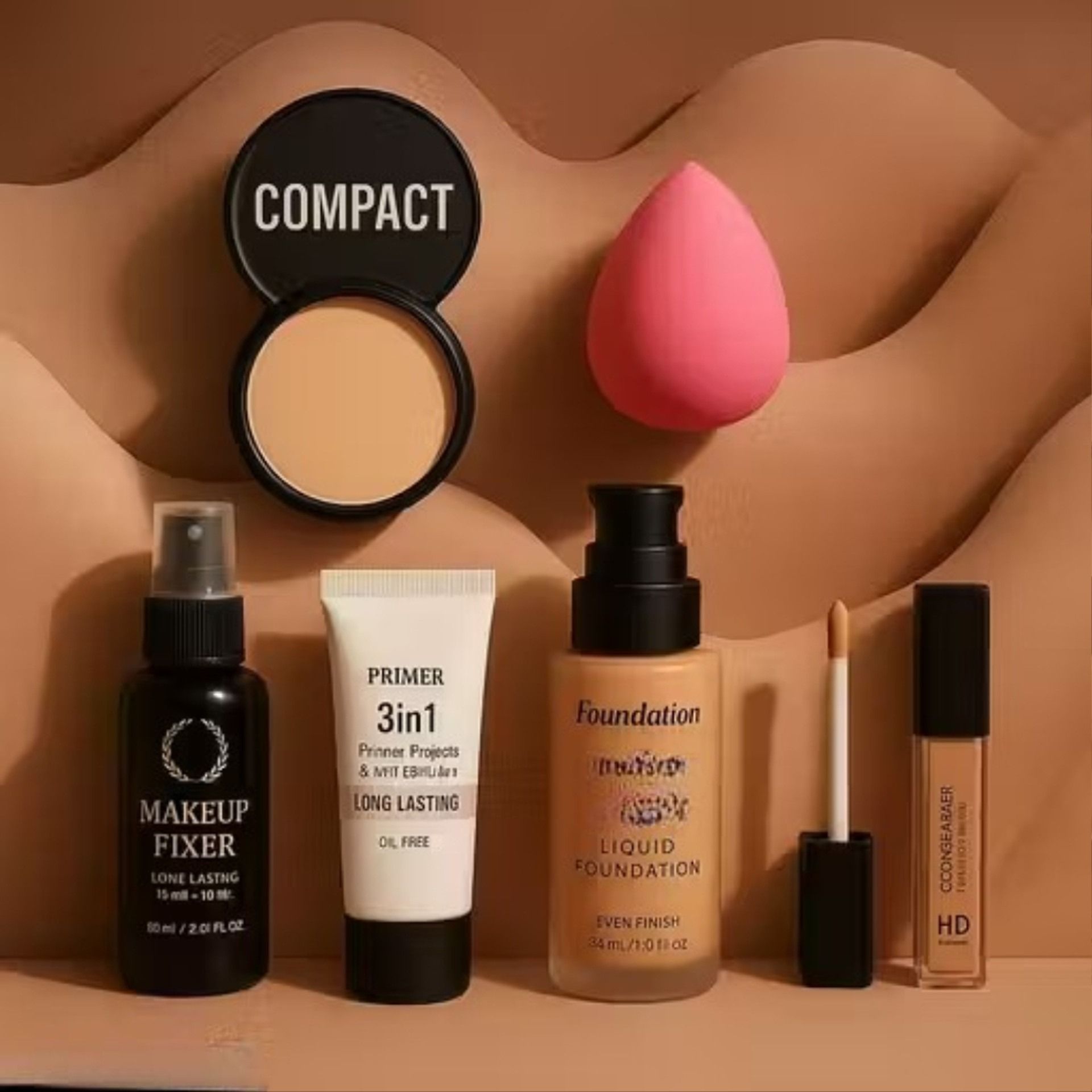 cismoline All in One Makeup Kit with Foundation Primer Compact Fixer & Concealer-picture-15