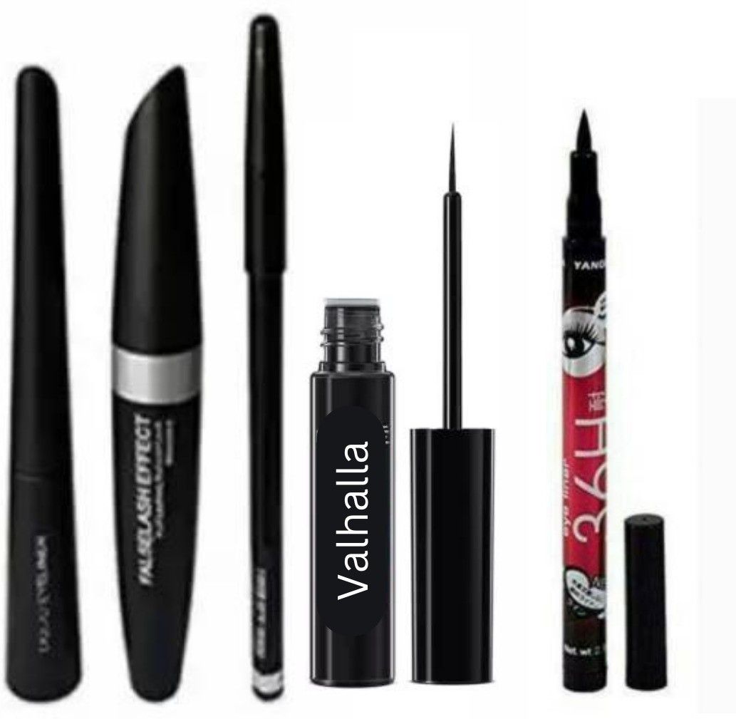 Valhalla longlasting Eyeliner Hypercurl Mascara Eyebrow Pencil+ Kajal + liquid eyeliner image 1
