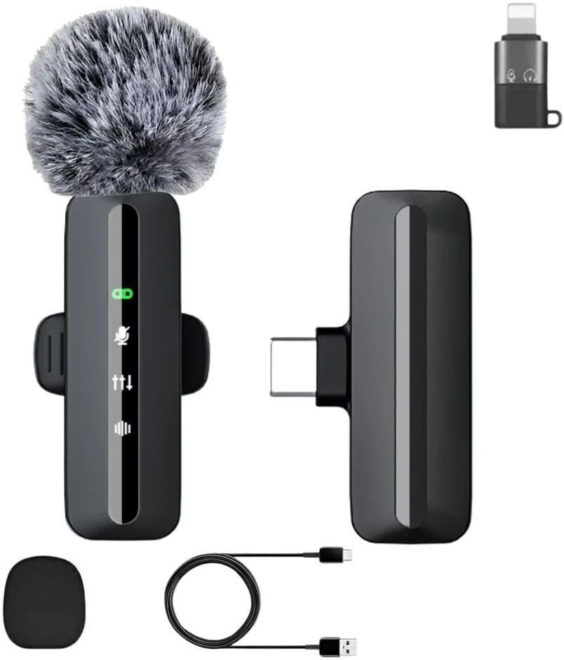 GADGETSWEAR Wireless Lavalier Microphone Single, Portable Clip-On Condenser Mic Camera Microphone-picture-48