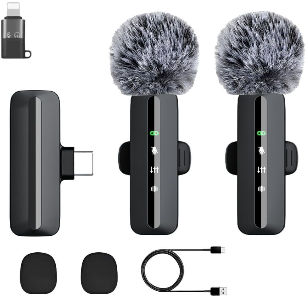 GADGETSWEAR Wireless Lavalier Microphone (Dual) Noise Cancelling Plug & Play for All Devices Camera Microphone-picture-22