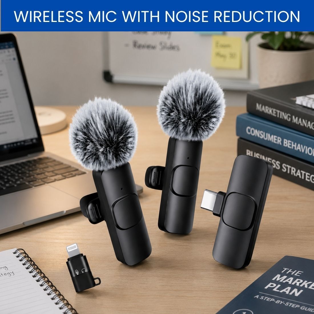 clairbell Dual Wireless Mic for YouTube Vlog Podcast Recording with ANC DB325 Microphone-picture-38