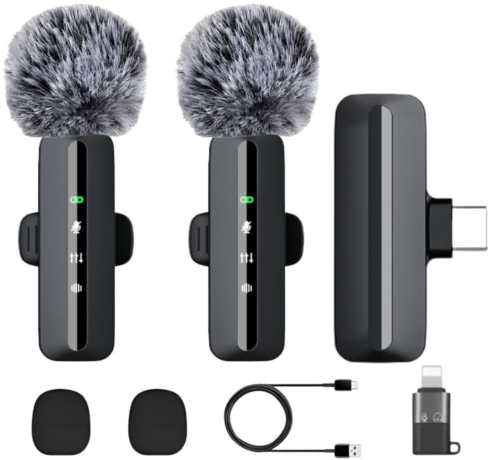 GADGETSWEAR Dual Wireless Lavalier Microphone, 3-in-1 Plug & Play with USB-C & iOS Receiver, Camera Microphone-picture-45