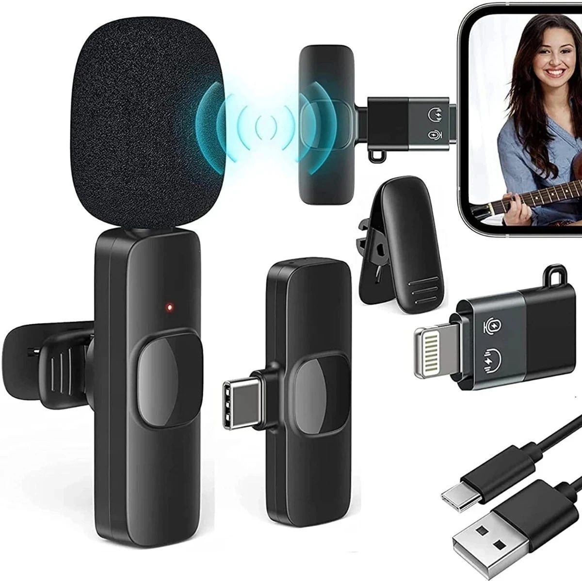 GADGETSWEAR K8 Wireless Microphone for Youtubers, Type-C & iphone Support(6 Months Warranty) Camera Microphone-picture-20