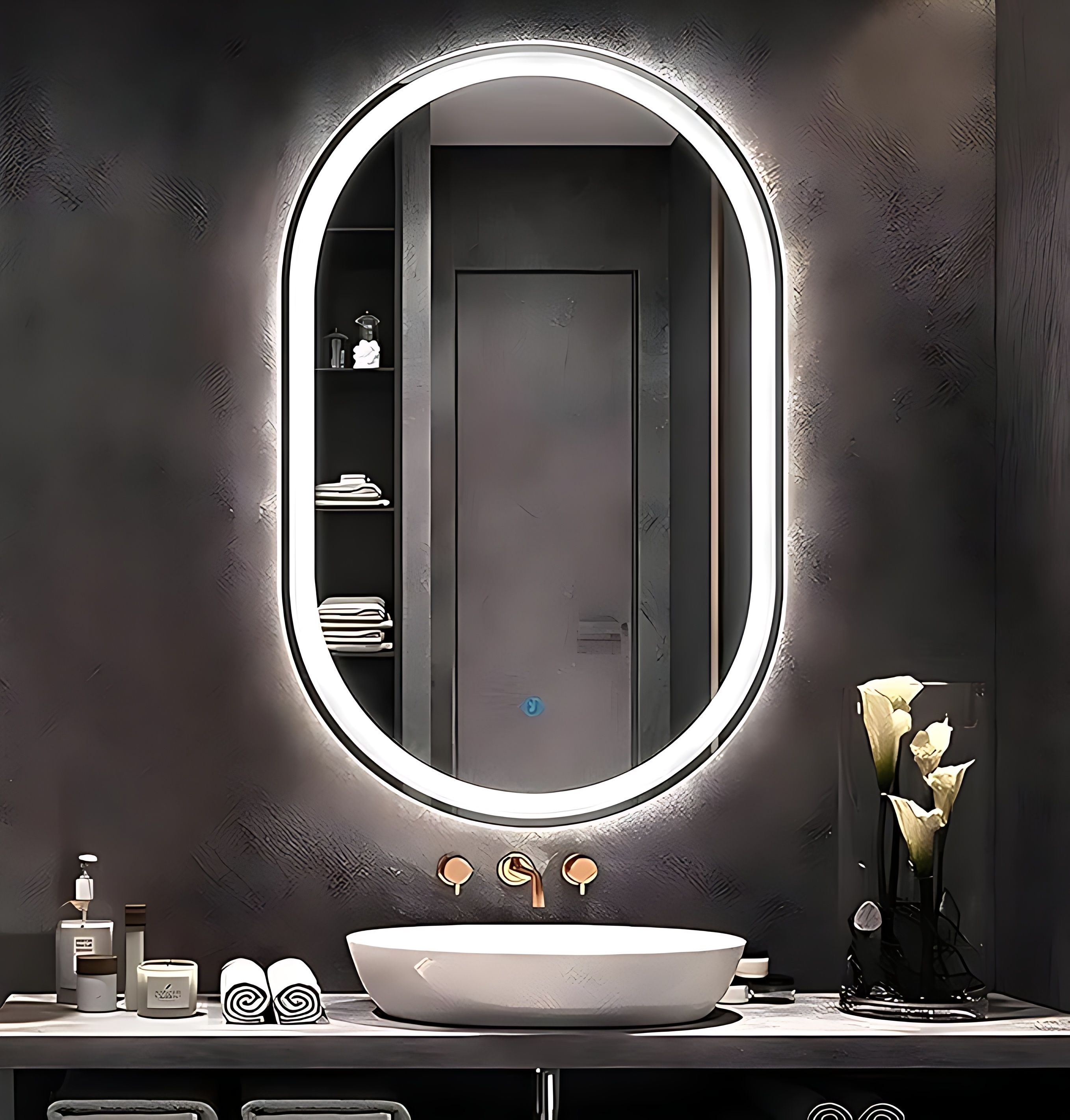 Capsule LED Mirror For Bathroom||Size 18x24||Decorative Mirror with Lights Bathroom Mirror
