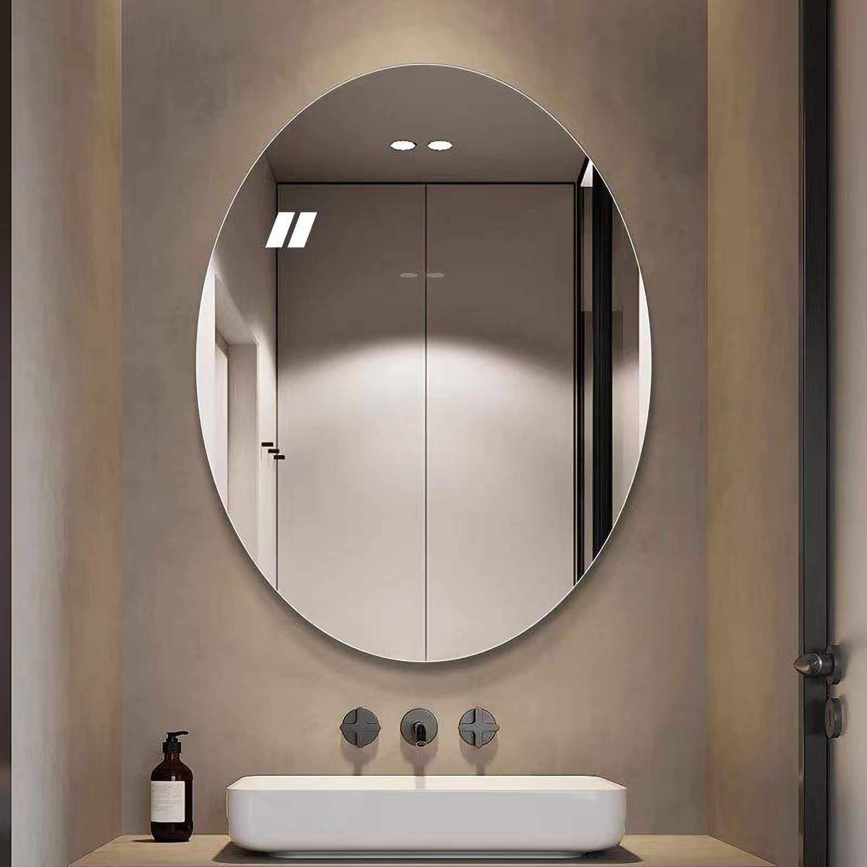 Classic Oval Shape Frameless Bathroom Mirror 3MM Size - 12x15In Bathroom Mirror