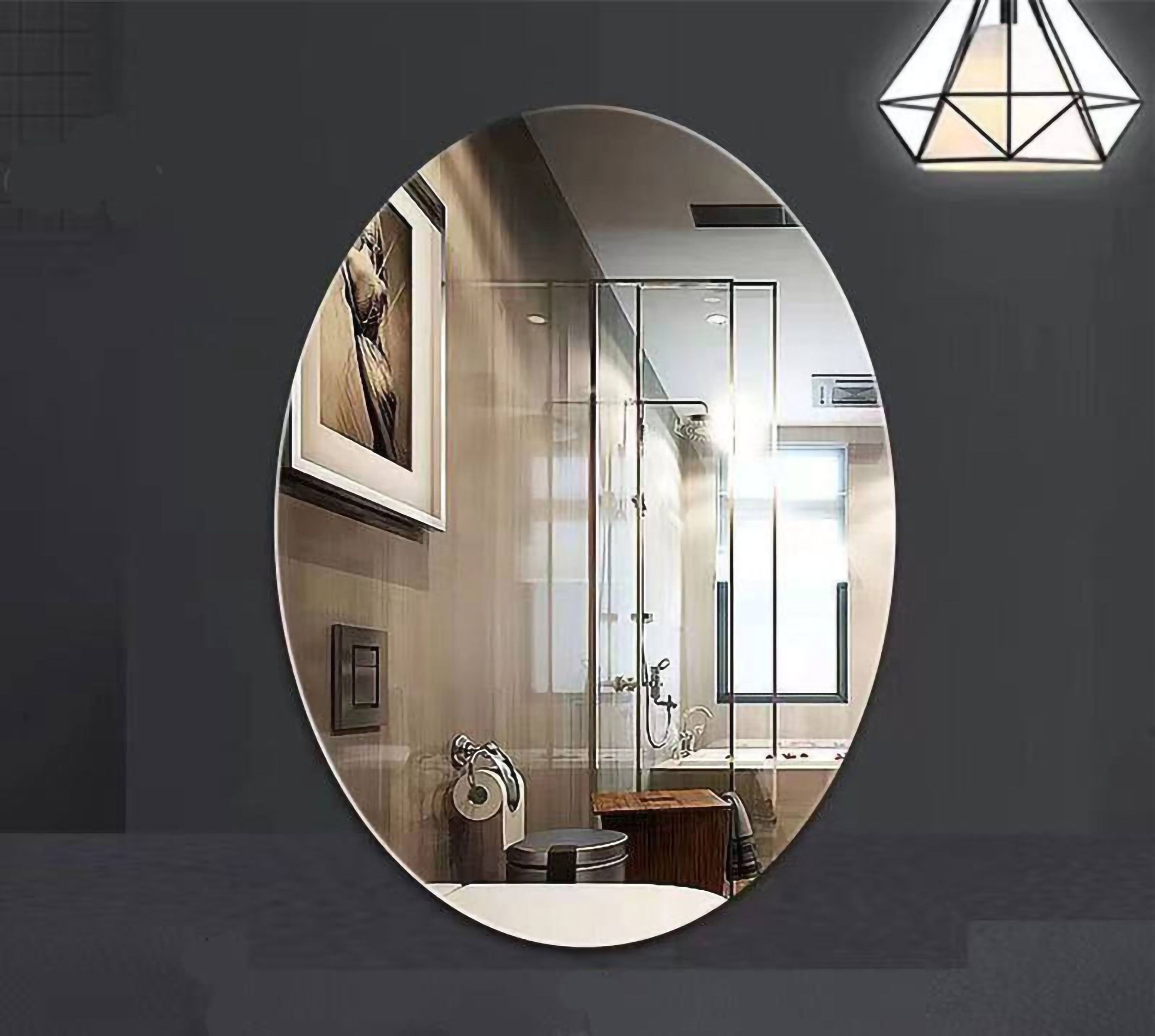 Minimal Frameless Oval Bathroom Vanity Mirror 3MM Size - 12x15In Bathroom Mirror