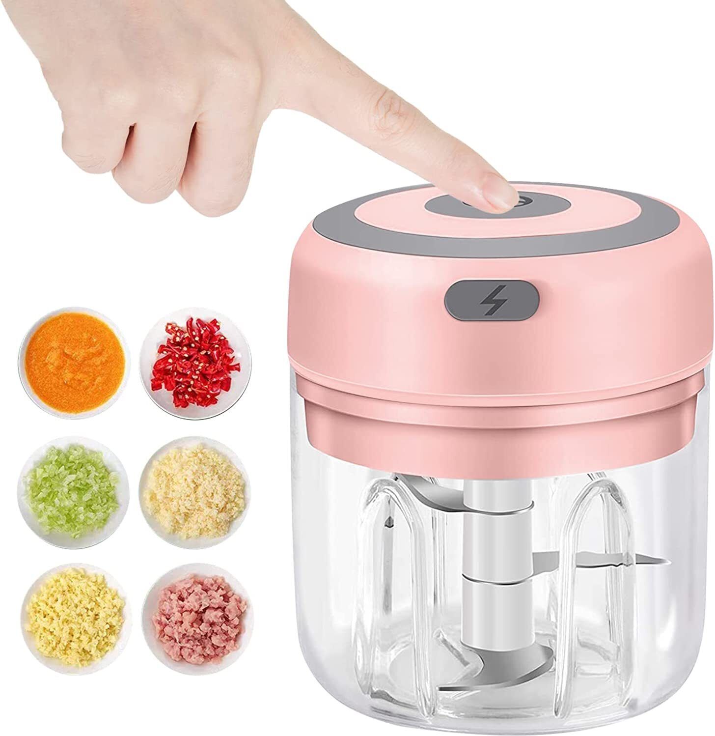 gaxquly Electric Garlic Chopper USB Mini Crusher for Mincing Ginger, Onion, Vegetable Electric Vegetable & Fruit Grater & Slicer-picture-43