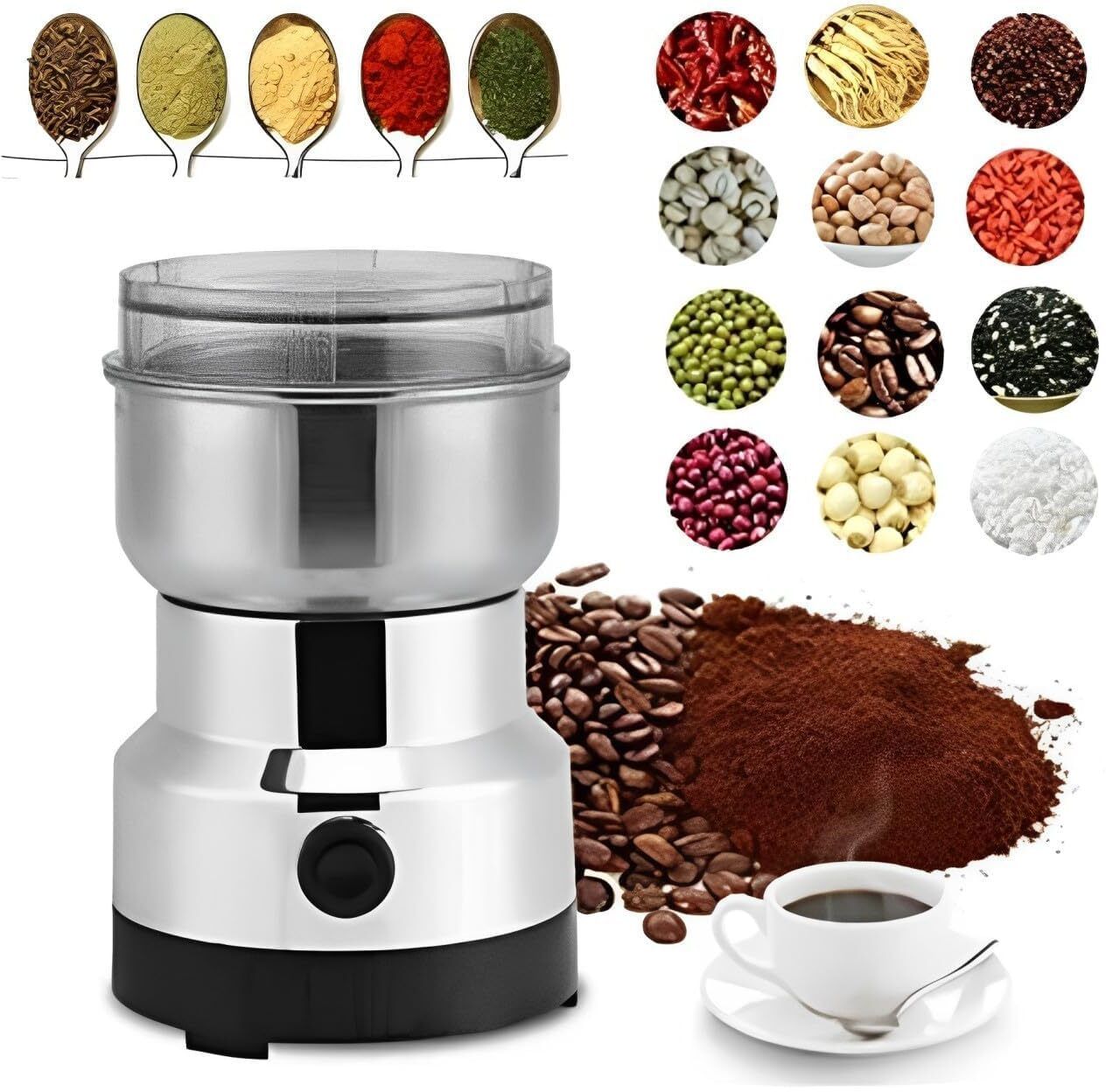 NIMA Electric Mini Coffee Grinder with Removable Stainless Steel Blade Grinder Personal Coffee Maker-image-18