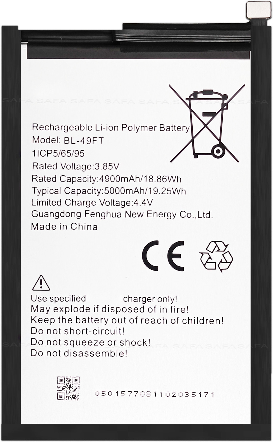 Safa Mobile Battery For Tecno Spark 9 / Tecno Spark 8P - 5000MAh image 1
