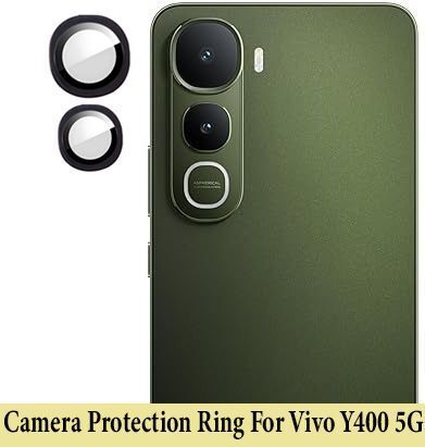 ZYXO Back Camera Lens Ring Guard Protector for Vivo Y400 5G [ Black Metal Alloy Camera Ring with Glass] Set of 1-image-32
