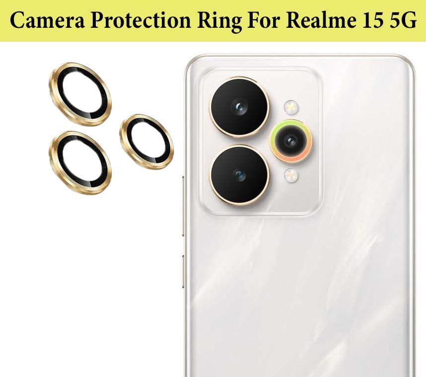 DC DEAL CLUES Back Camera Lens Ring Guard Protector for Realme 15 5G [Gold Metal Alloy Camera Ring with Glass] Set of 1-image-40