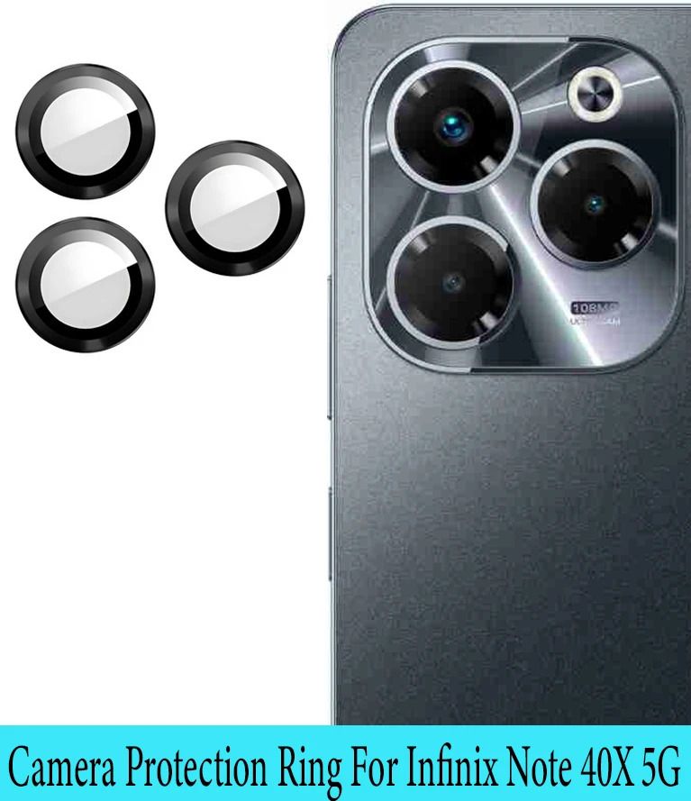 ZYXO Back Camera Lens Glass Protector for Infinix Note 40X 5G [Black Metal Alloy Camera Ring with Glass] Set of 1-image-10