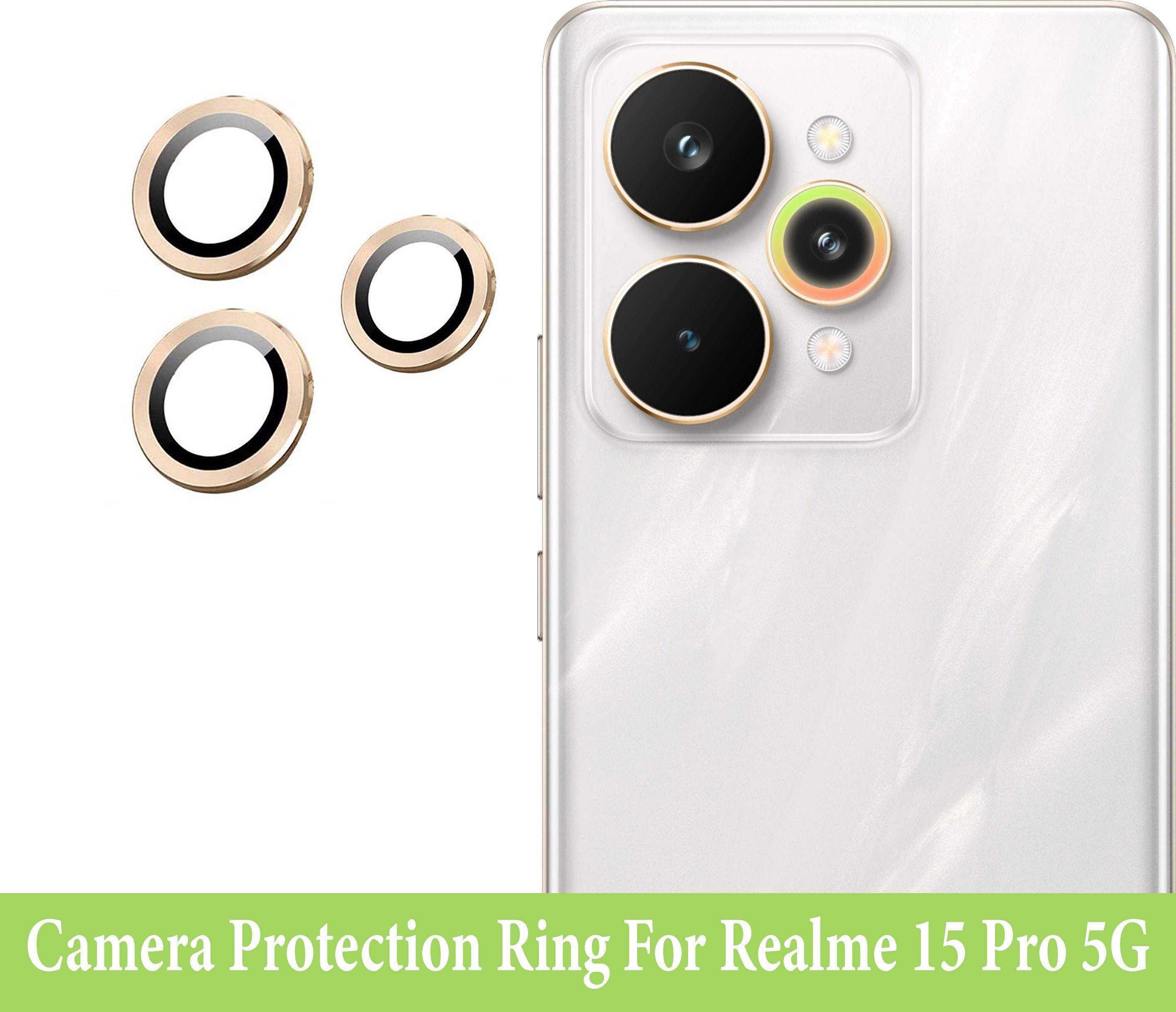 ZYXO Back Camera Lens Ring Guard Protector for Realme 15 Pro 5G [ Gold Metal Alloy Camera Ring with Glass] Set of 1-image-39