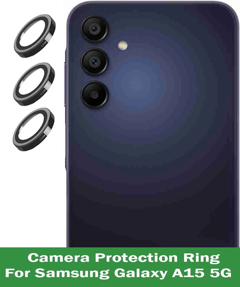 ZYXO Back Camera Lens Ring Guard Protector for Samsung Galaxy A15 5G [Black Metal Alloy Camera Ring with Glass] Set of 1-image-30