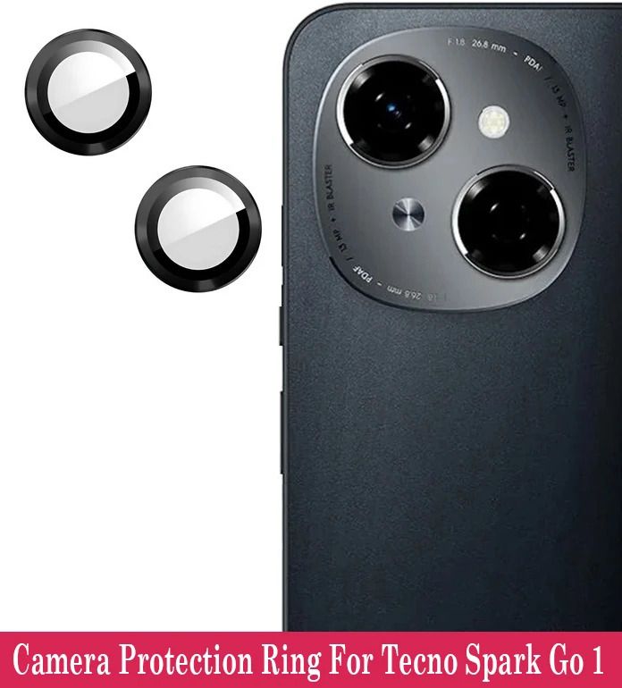 ZYXO Back Camera Lens Glass Protector for Tecno Spark Go 1 [Black Metal Alloy Camera Ring with 9H Glass] Set of 1-image-28