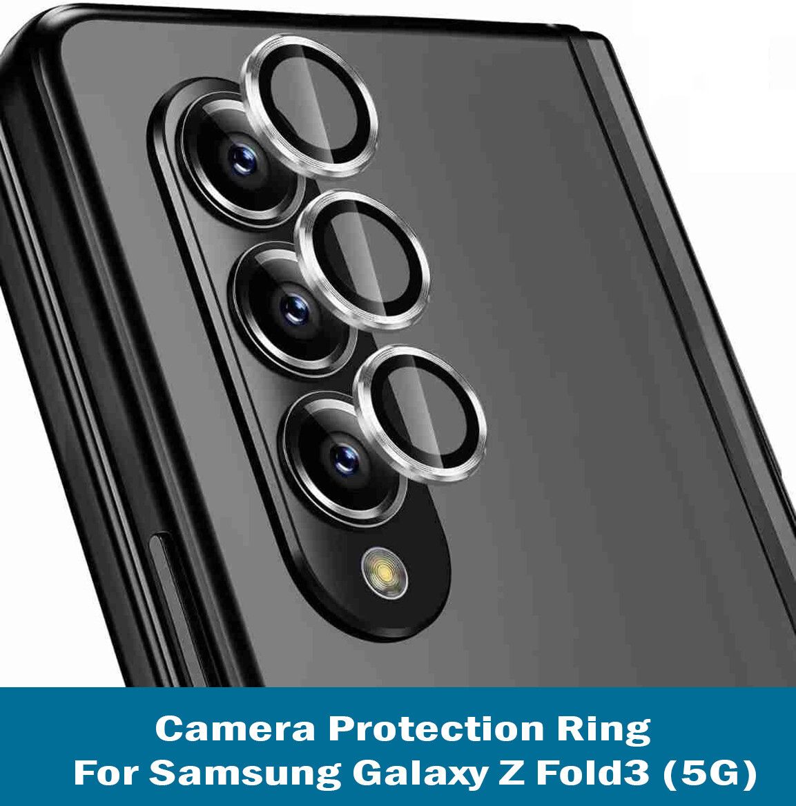 ZYXO Back Camera Lens Ring Guard Protector for Samsung Galaxy Z Fold3 5G [Silver Metal Alloy Camera Ring with Glass] Set of 1-picture-19